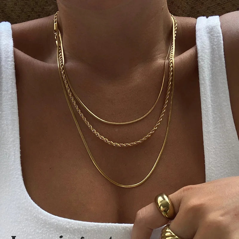 18K Gold Plated Titanium steel Chain Necklace