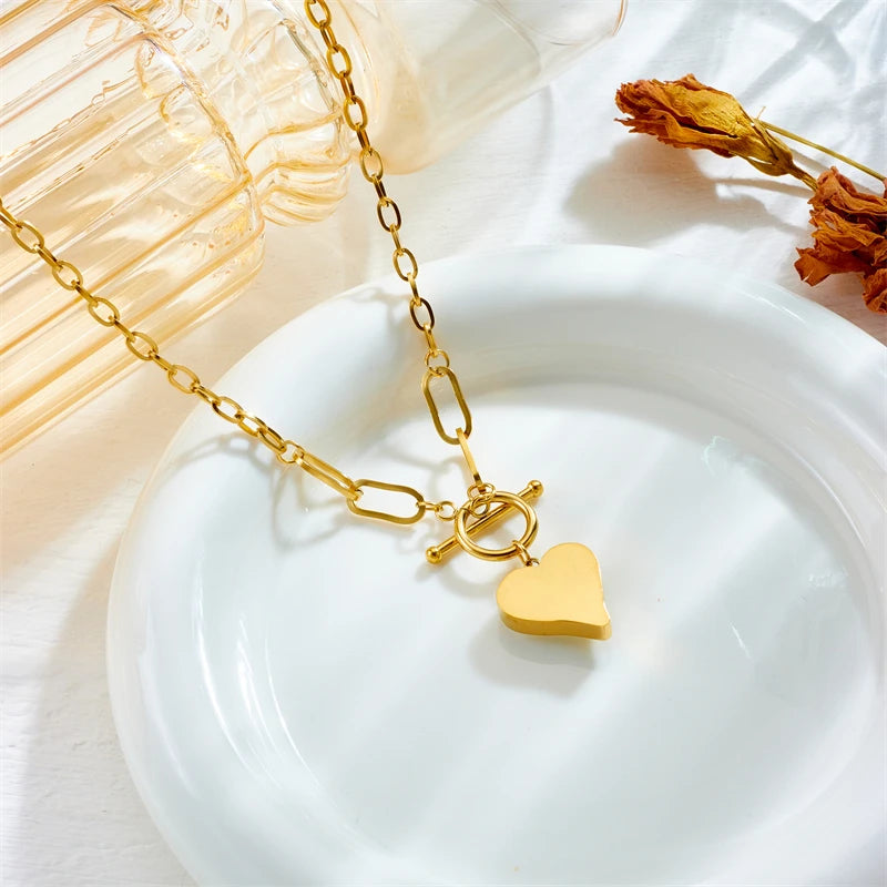 Stainless Steel Colorful Dazzling Heart Pendant