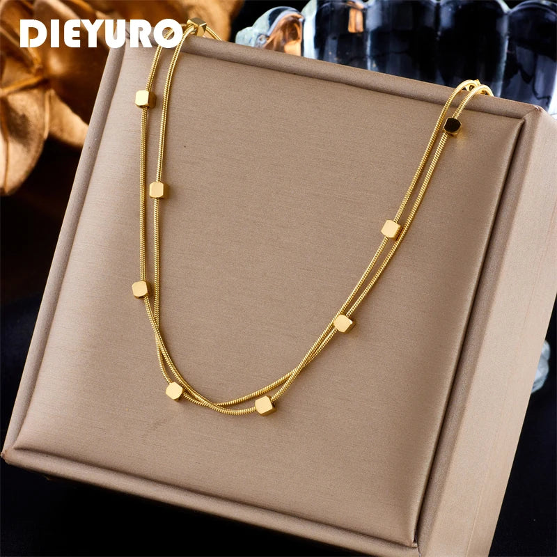 Stainless Steel Cube Chains Necklace