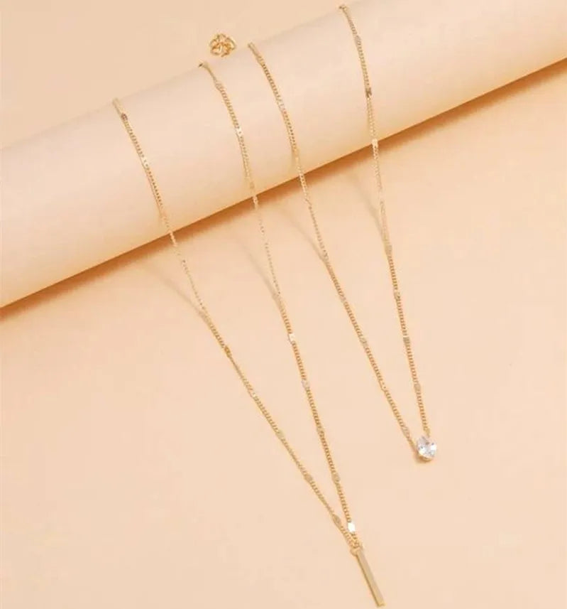 Stainless steel multilayer AAA Zircon necklace