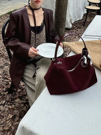 Thumbnail for Chic Deep Wine Red Coffee Color Leather Bag