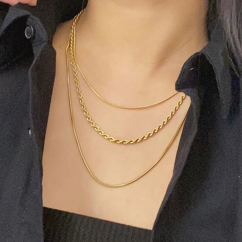 18K Gold Plated Titanium steel Chain Necklace