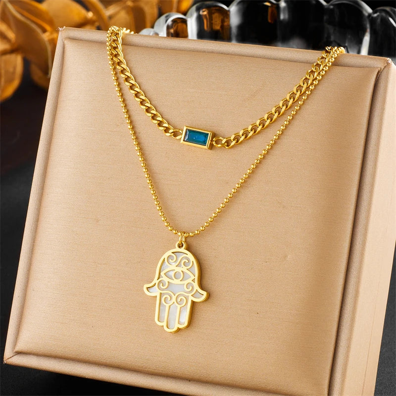 Stainless Steel Geometric Trapezoidal Necklace
