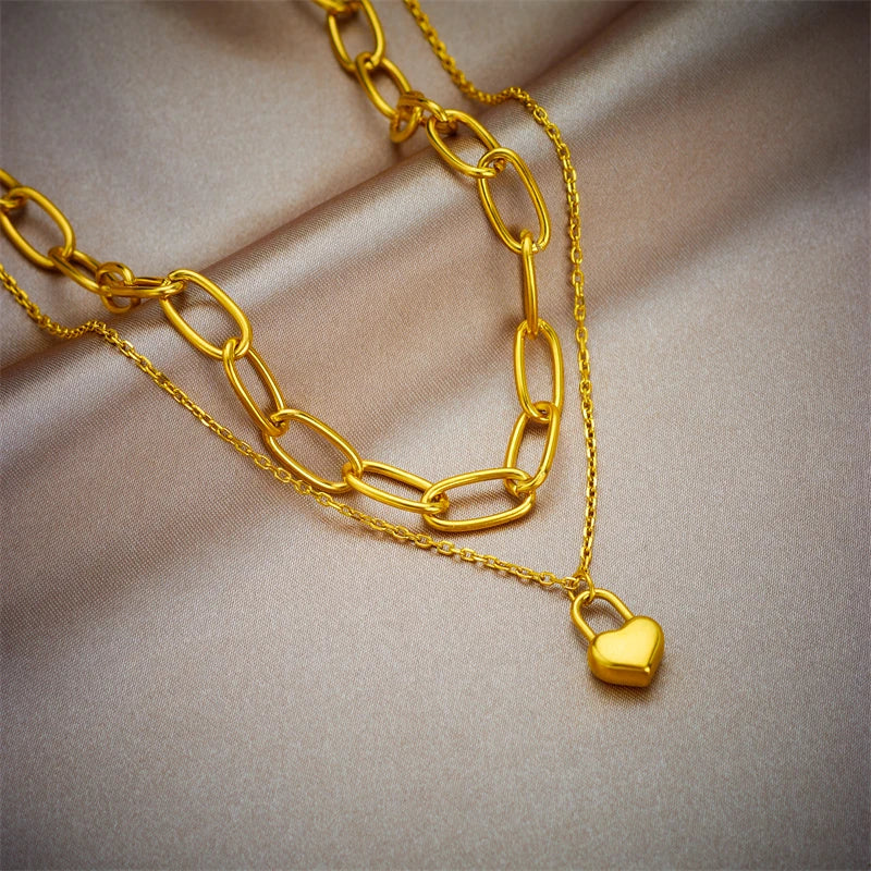 Stainless Steel Gold Color Heart Pendant