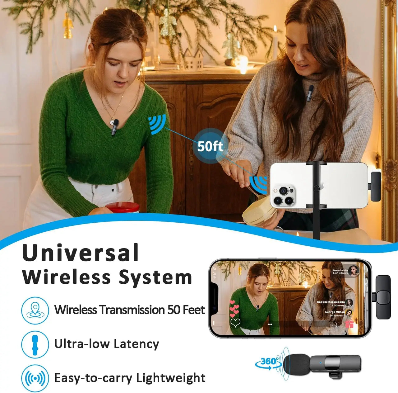 Professional Wireless Recording Mic for Interview & Podcast