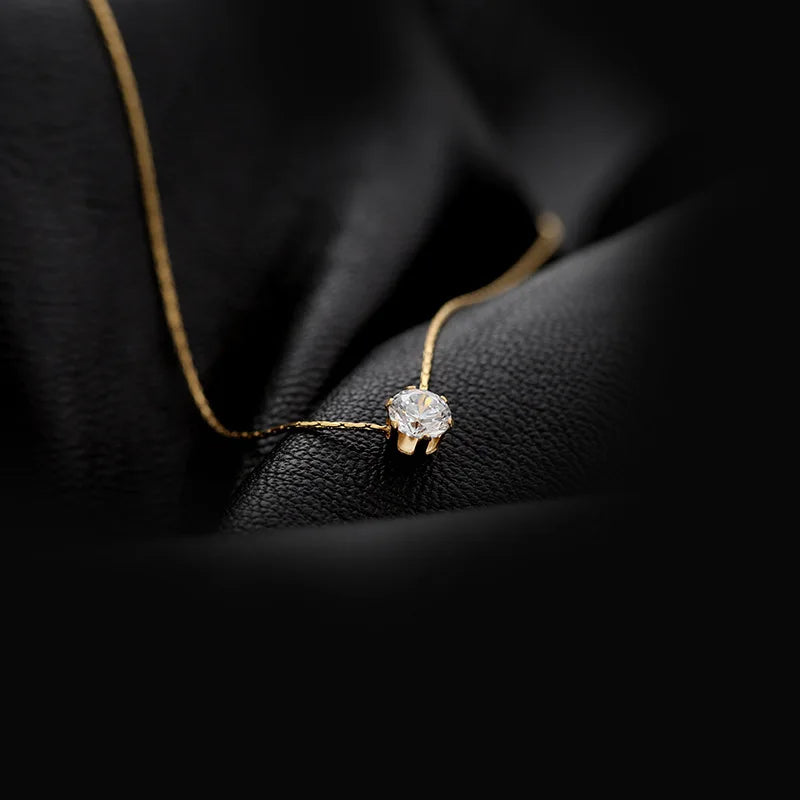 Stainless Steel Shiny Clear Zircon Necklace