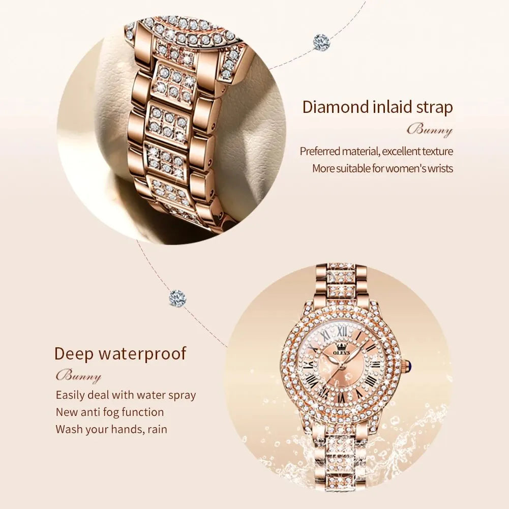 Gold Stainless Steel Waterproof Watch