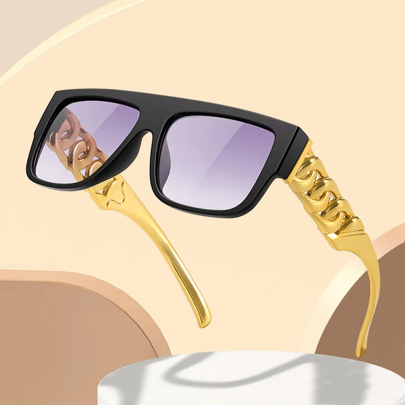 Hip Hop Punk Gold Necklace Sunglass