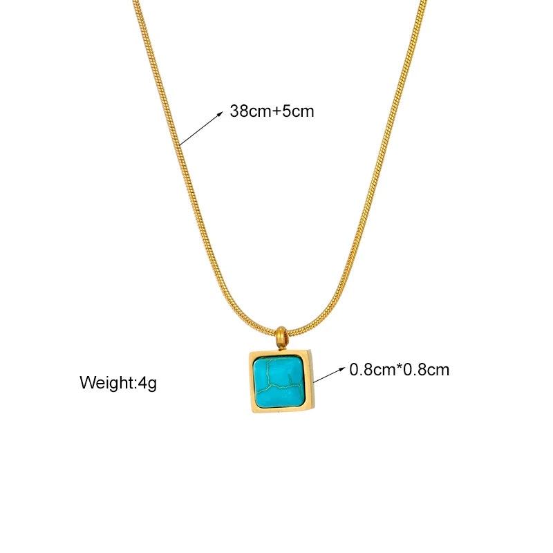 Stainless Steel Green Stone Pendant