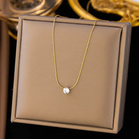Thumbnail for Stainless Steel Shiny Clear Zircon Necklace