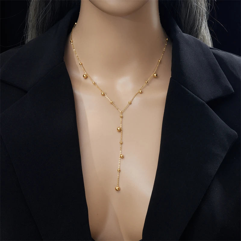Stainless Steel Gold Color Water Drops Pendant