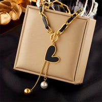Thumbnail for Stainless Steel Black Heart Pearl Ball Pendant
