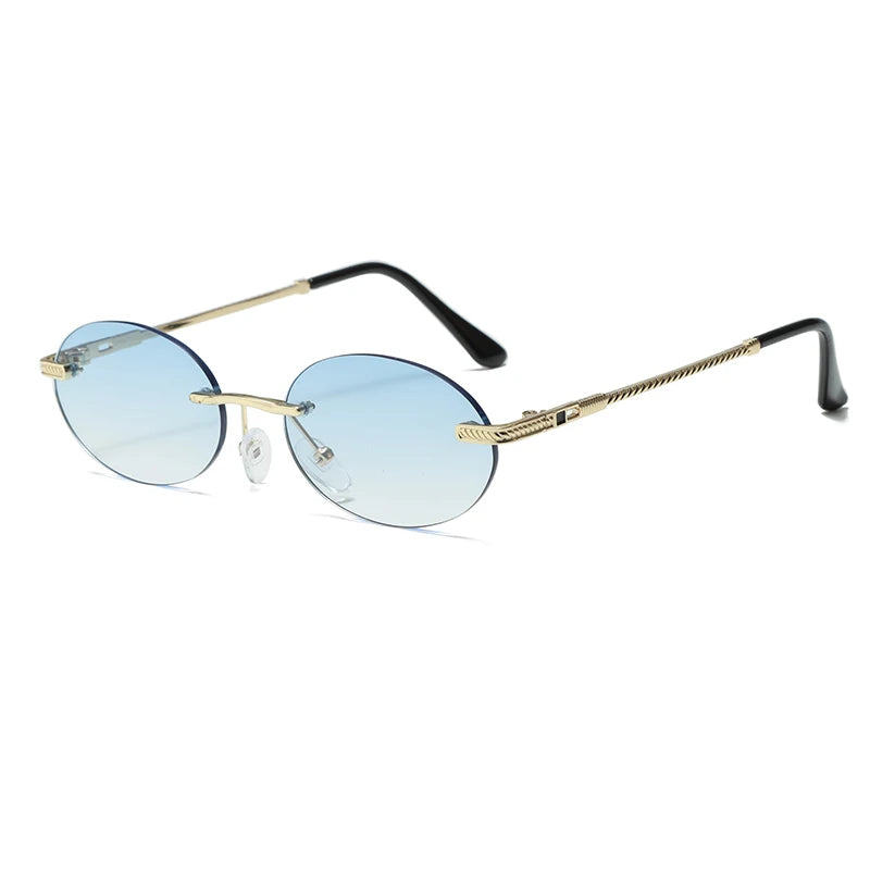 Retro Oval Rimless Sunglass