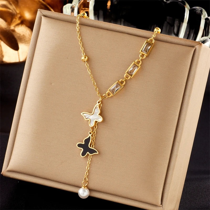Stainless Steel Heart Eye Butterfly Pendant