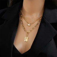 Thumbnail for Stainless Steel 3-Layer Pearl Portrait Pendant