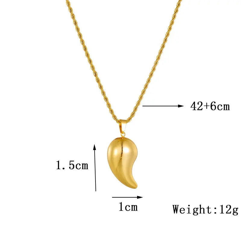 Stainless Steel Gold Color Water Drops Pendant
