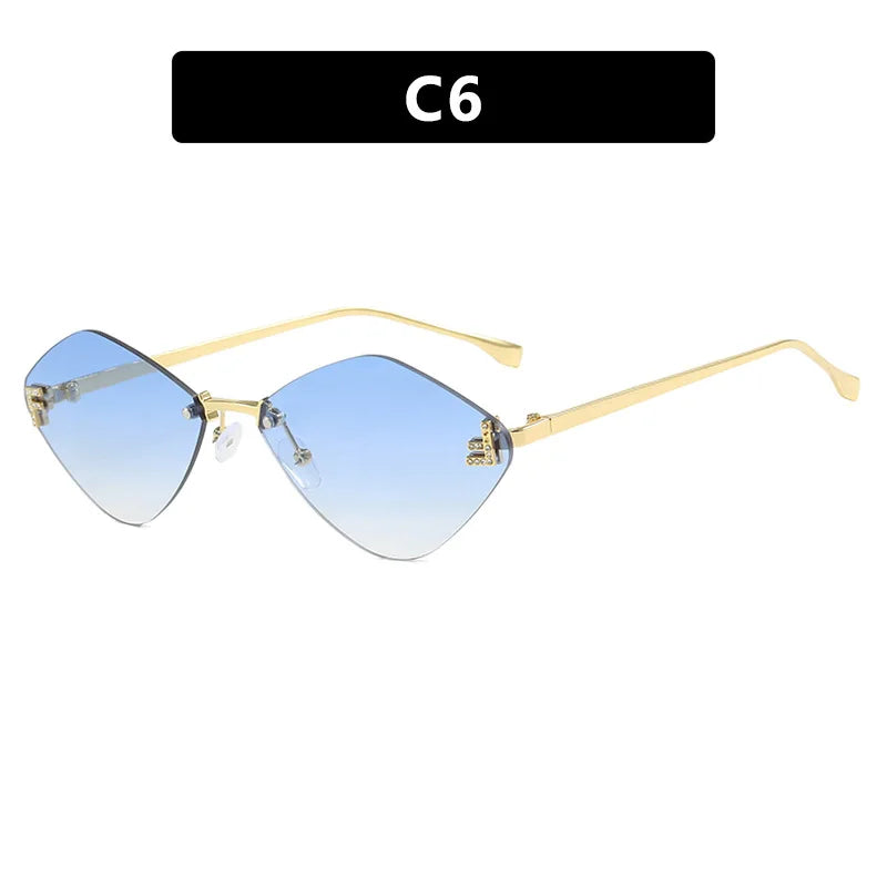 Trendy Rimless Diamond-shaped Sunglass