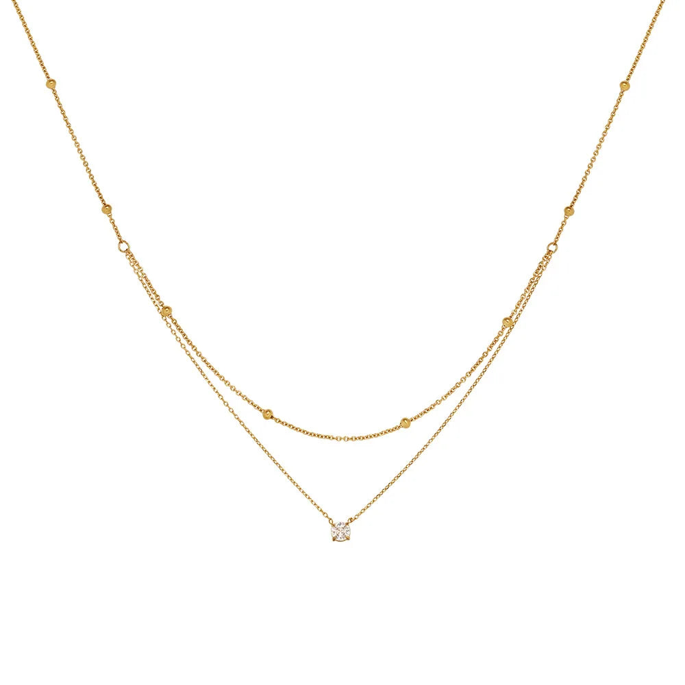 Stainless Steel Exquisite Single Zircon Pendant
