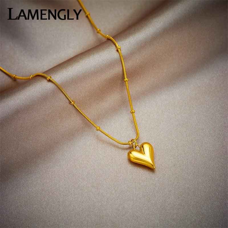 Stainless Steel Gold Color Heart Pendant