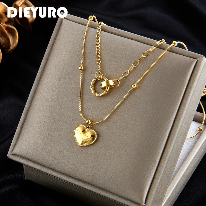 Stainless Steel Multilayer Heart Pendant