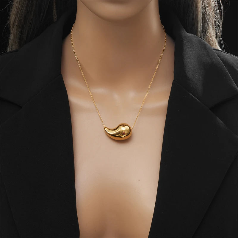 Stainless Steel Gold Color Water Drops Pendant