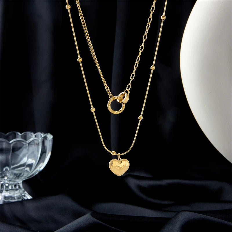 Stainless Steel Multilayer Heart Pendant