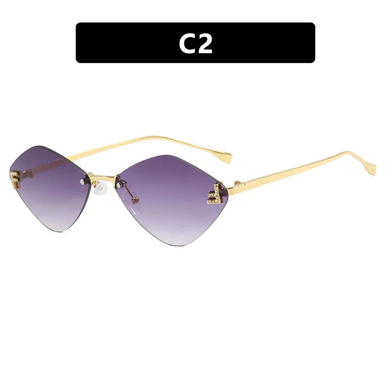 Trendy Rimless Diamond-shaped Sunglass