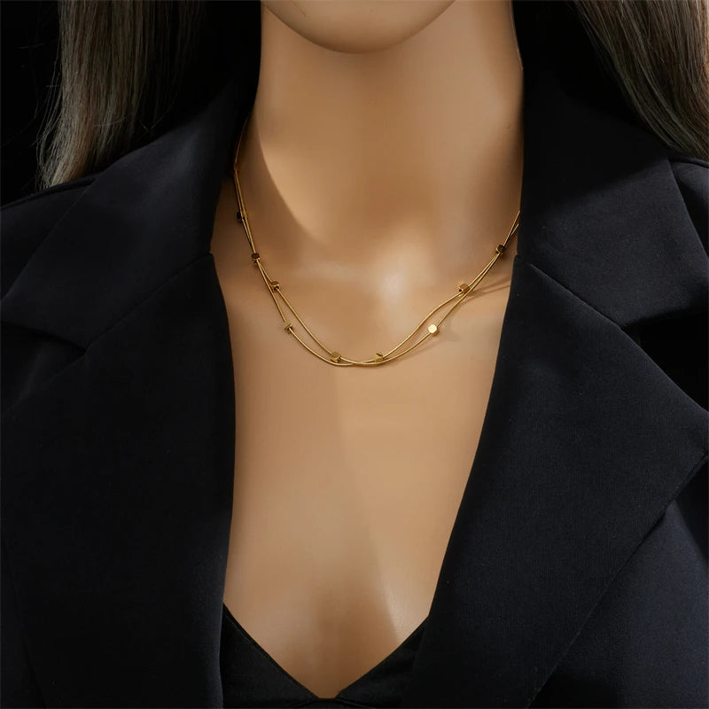 Stainless Steel Cube Chains Necklace