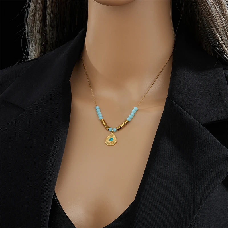 Stainless Steel Water drop Eye Pendant