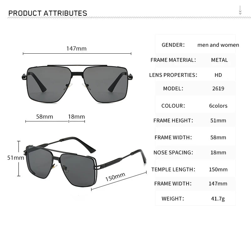 Gradient Square Rimless Sunglasses