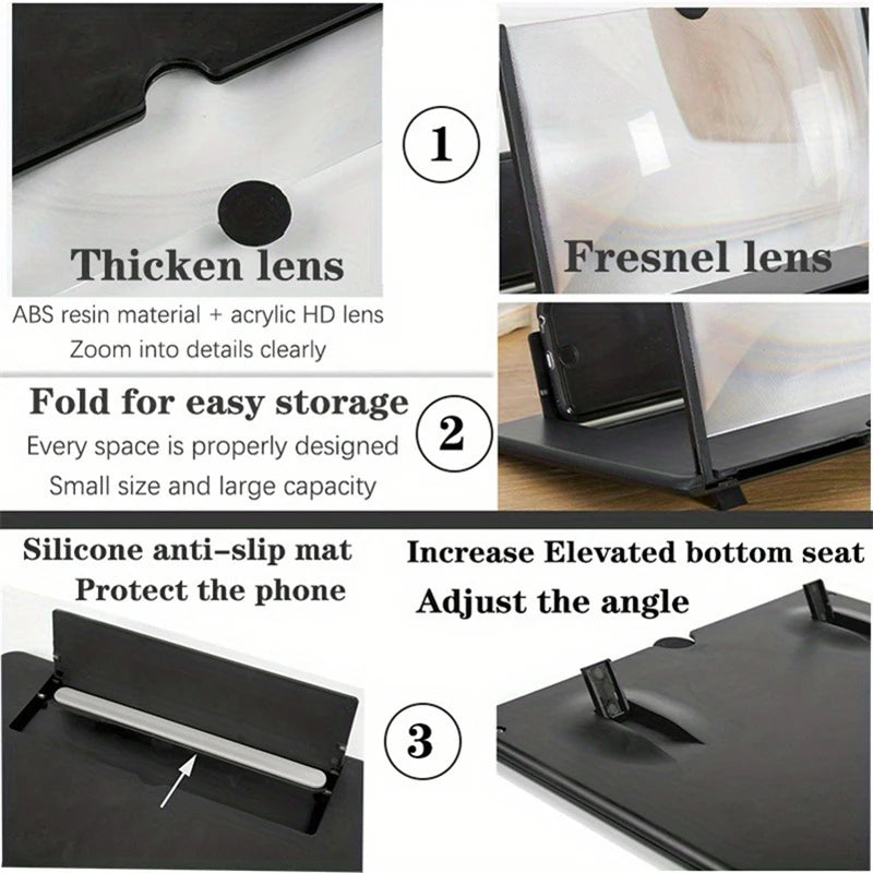 10/12 inch movie magnifying folding 3D HD video stand