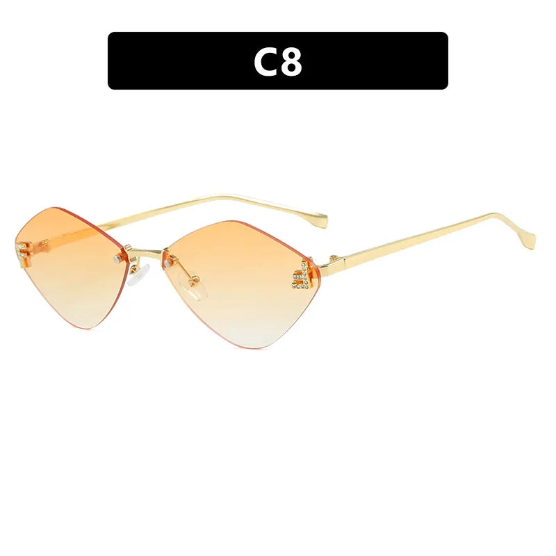 Trendy Rimless Diamond-shaped Sunglass