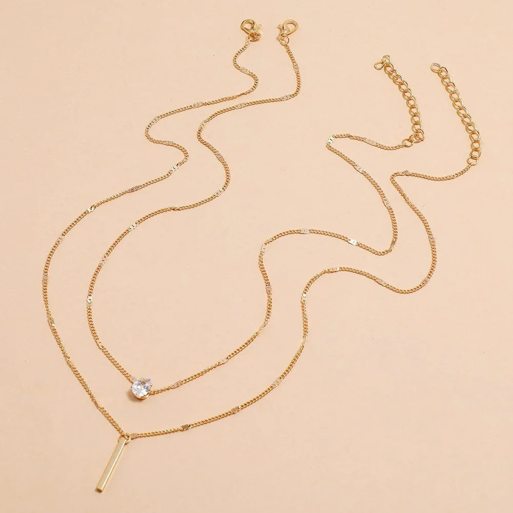 Stainless steel multilayer AAA Zircon necklace