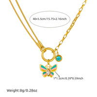 Thumbnail for Stainless Steel Colorful Butterfly Zircon Necklace