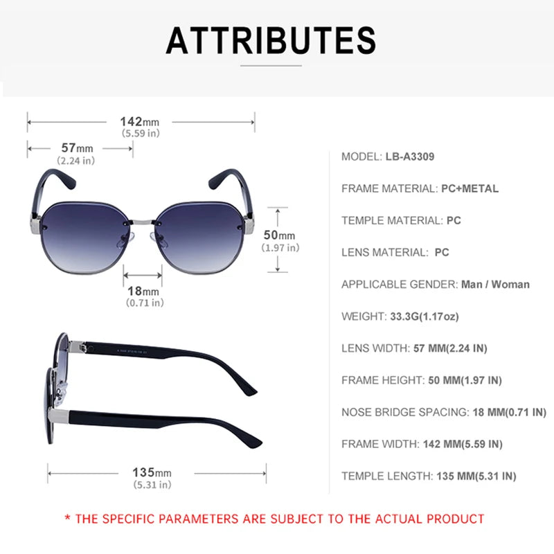 Oversized Rimless Square Sunglass