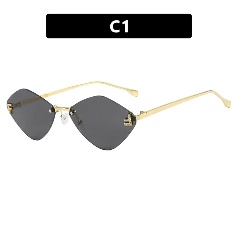 Trendy Rimless Diamond-shaped Sunglass