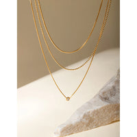 Thumbnail for Stainless Steel Three-layer Rhinestone Necklace