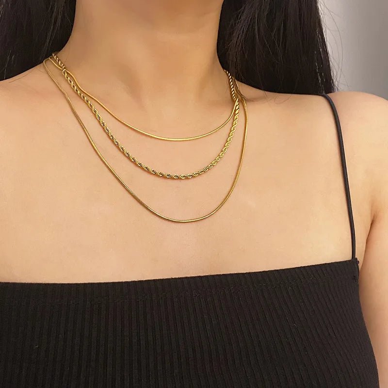 18K Gold Plated Titanium steel Chain Necklace