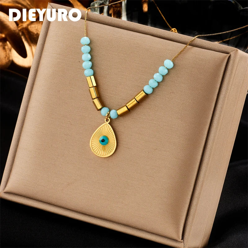 Stainless Steel Water drop Eye Pendant