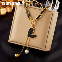 Thumbnail for Stainless Steel Black Heart Pearl Ball Pendant