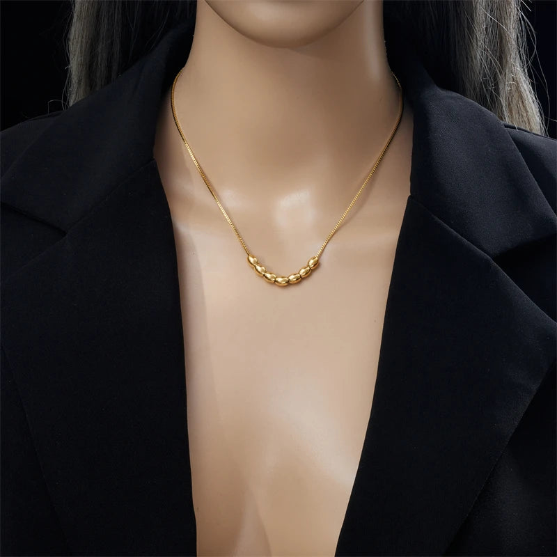 Stainless Steel Gold Color Water Drops Pendant