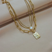 Thumbnail for Stainless Steel 3-Layer Pearl Portrait Pendant