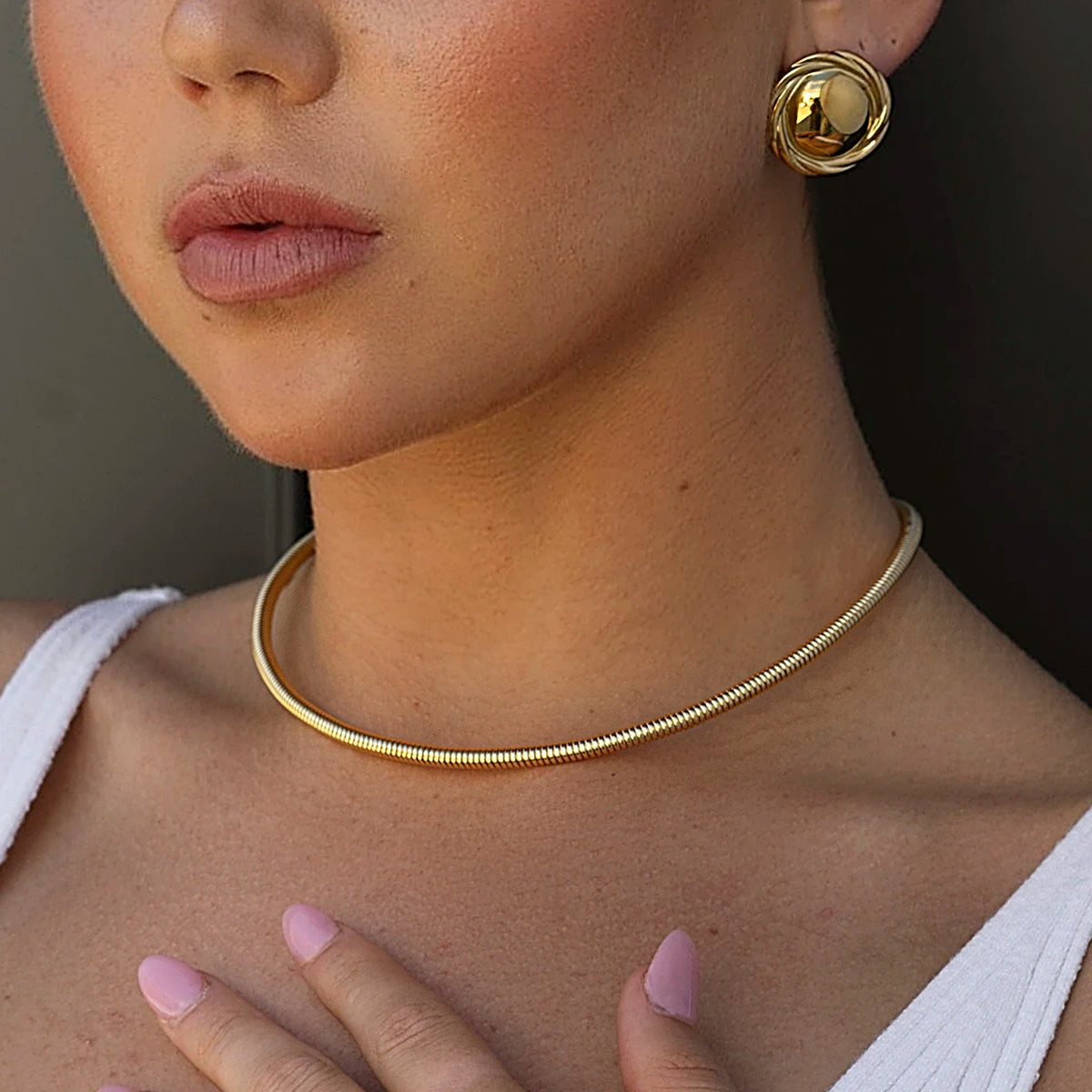 Stainless Steel Metal Texture Cuff Necklace