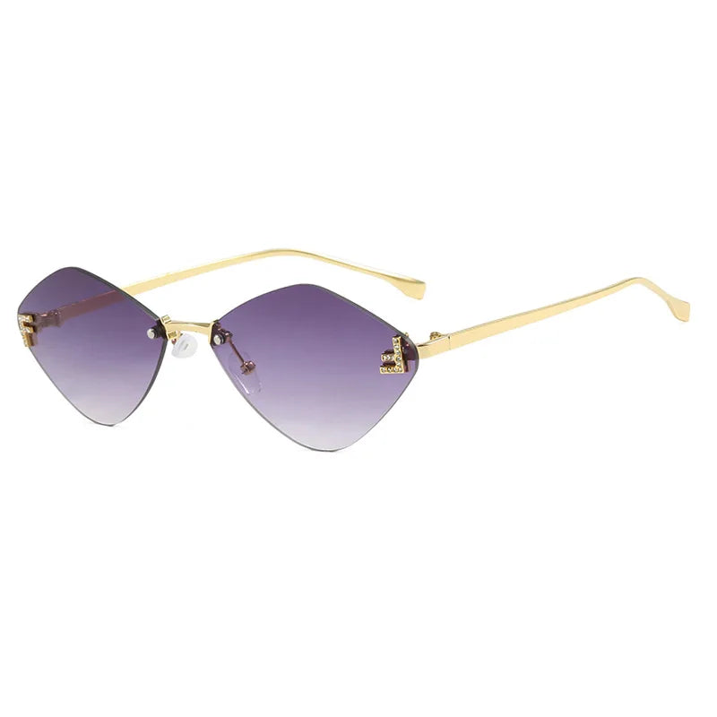 Trendy Rimless Diamond-shaped Sunglass