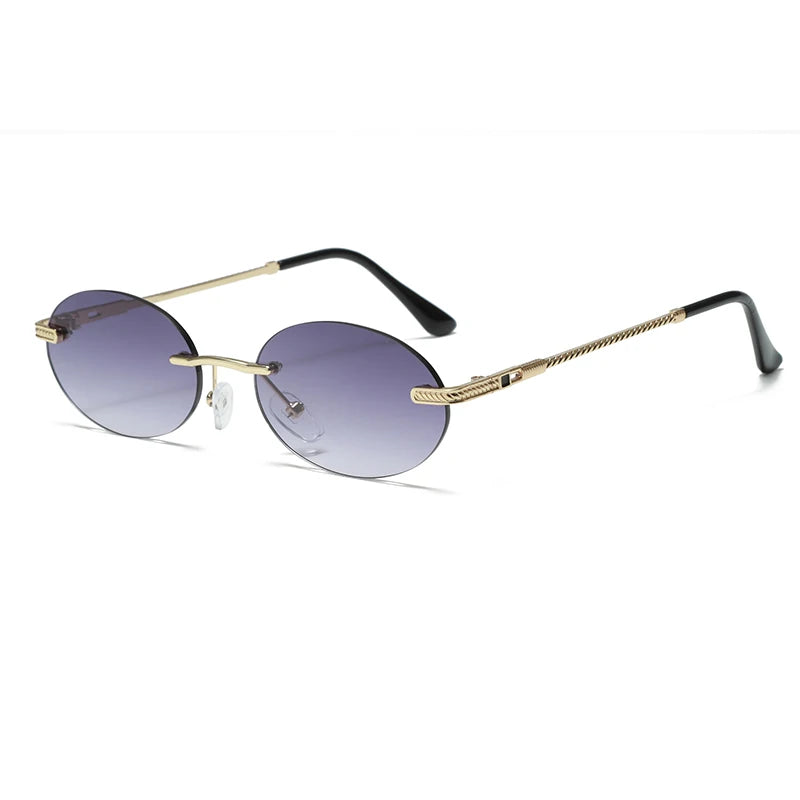 Retro Oval Rimless Sunglass