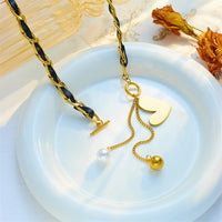 Thumbnail for Stainless Steel Black Heart Pearl Ball Pendant