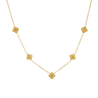 Thumbnail for Zircon Cylinder 4-Leaf Flower Necklace