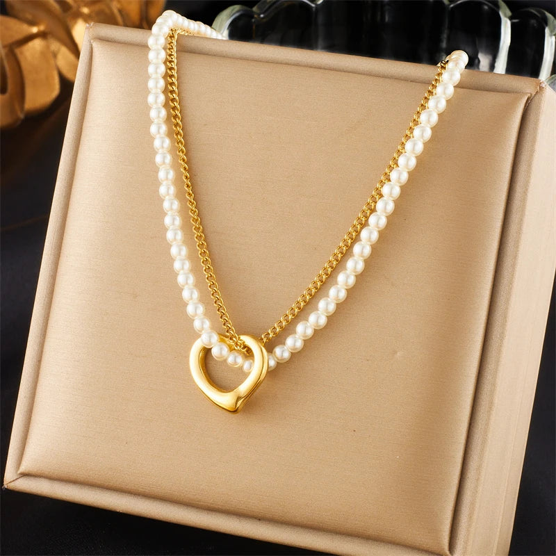 Stainless Steel Irregular Twig Pearl Pendant
