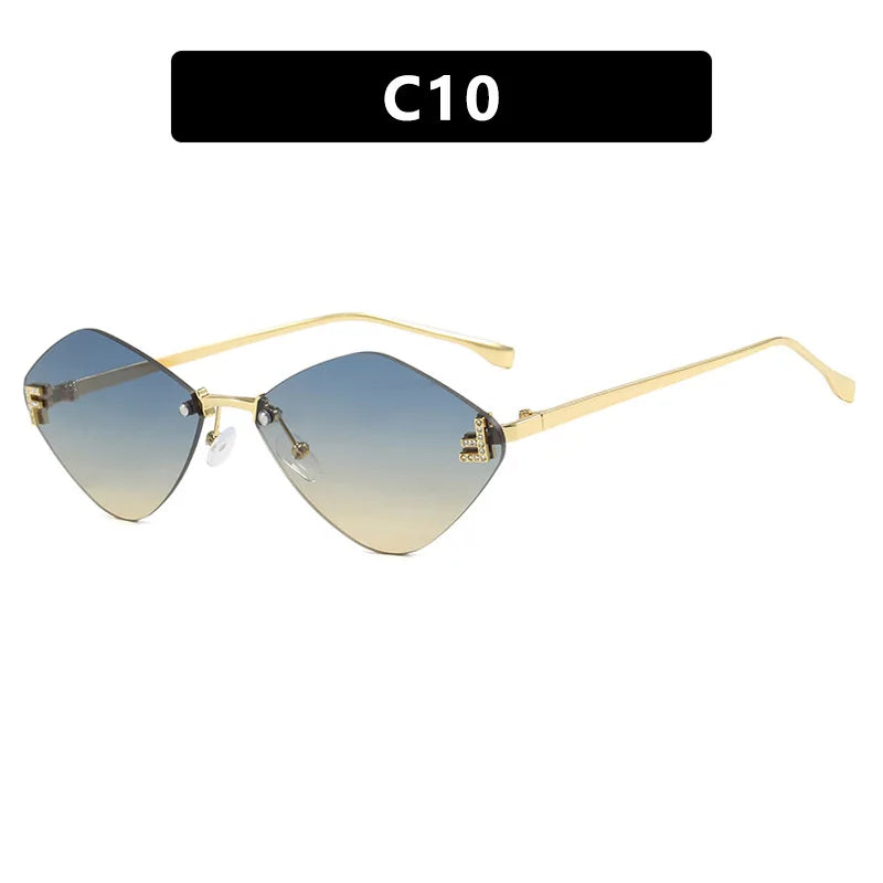 Trendy Rimless Diamond-shaped Sunglass