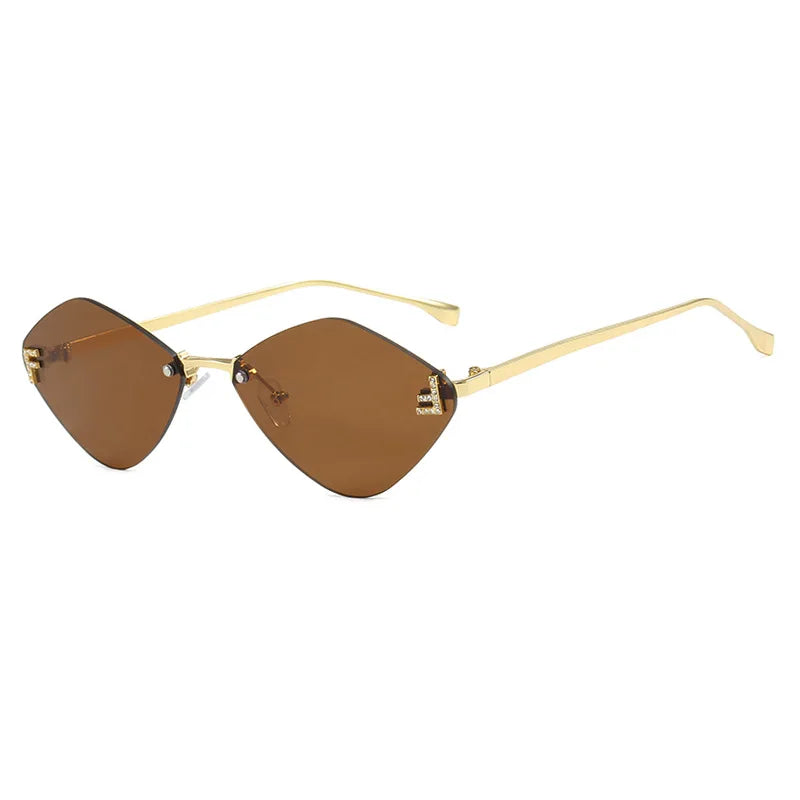 Trendy Rimless Diamond-shaped Sunglass